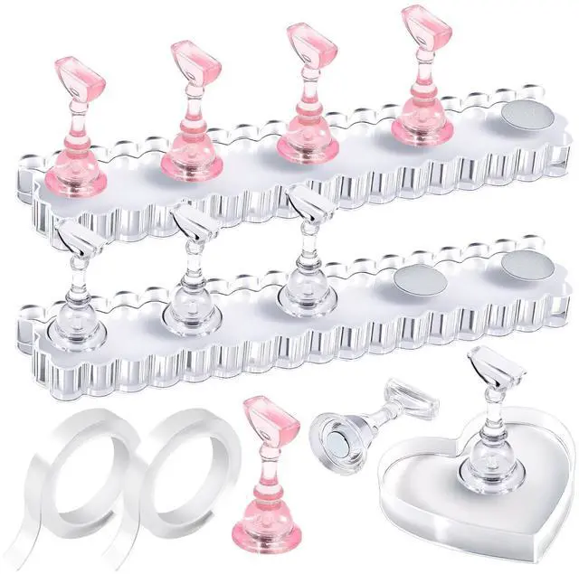 Main image of Nail Stand, 2 Set Nail Holder for Painting Nails, Nail Stand for Press on, Press on Nail Stand for Practice, Magnetic Acrylic Nail Display Stands for Nail Art with Double-Sided Tape