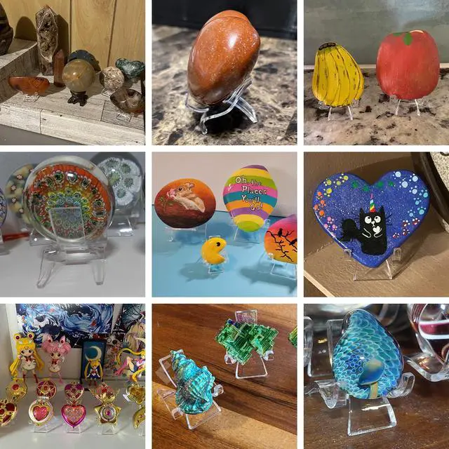 Alt view image 6 of 7 - 20Pcs Rock Display Stand Holder Clear Acrylic Display Stands Easels Pedestals for Crystal Geodes Mineral Agate Fossil Coral Gemstone Collectibles