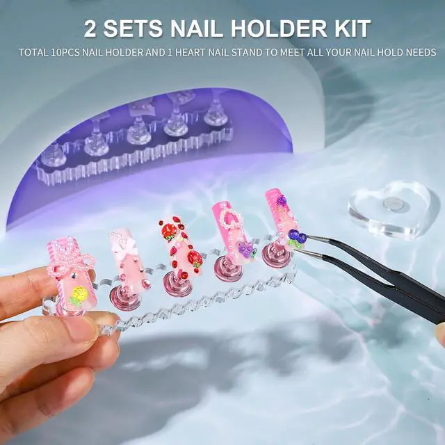 Alt view image 7 of 7 - Nail Stand, 2 Set Nail Holder for Painting Nails, Nail Stand for Press on, Press on Nail Stand for Practice, Magnetic Acrylic Nail Display Stands for Nail Art with Double-Sided Tape
