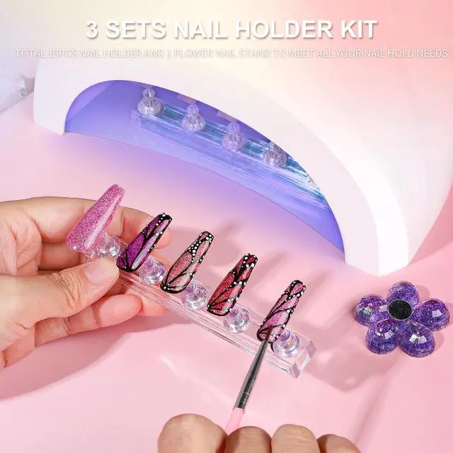 Alt view image 7 of 7 - Nail Stand, 3 Set Nail Art Stand for Press On, Nail Holder for Painting Nails, Press on Nail Stand for Practice, Magnetic Acrylic Nail Design Stand for Display with Double-sided Tape