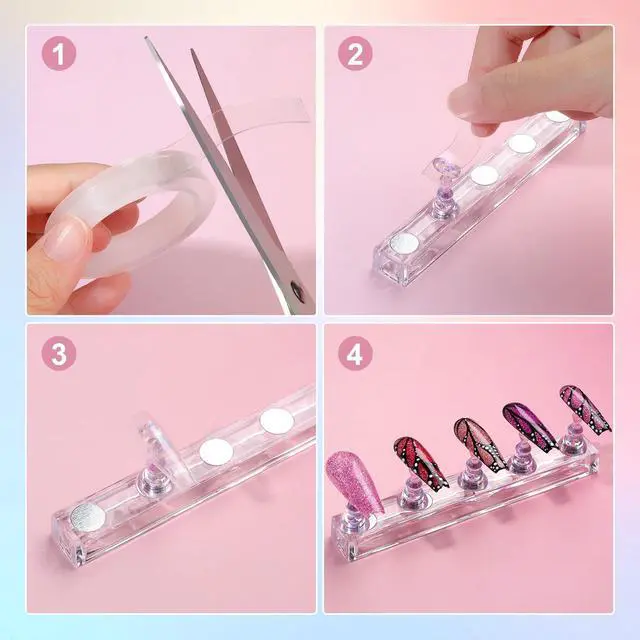 Alt view image 6 of 7 - Nail Stand, 3 Set Nail Art Stand for Press On, Nail Holder for Painting Nails, Press on Nail Stand for Practice, Magnetic Acrylic Nail Design Stand for Display with Double-sided Tape