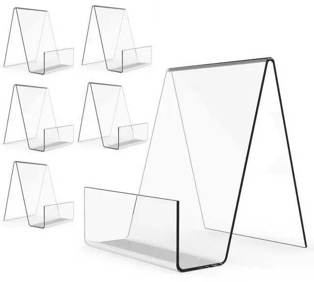 Main image of Acrylic Book Stand with Ledge,6PC 4 Inch Clear Acrylic Display Easel Transparent Display Stand Holder Tablet Holder for Displaying Books,Magazine,Plate,Pictures,Artworks, CDs