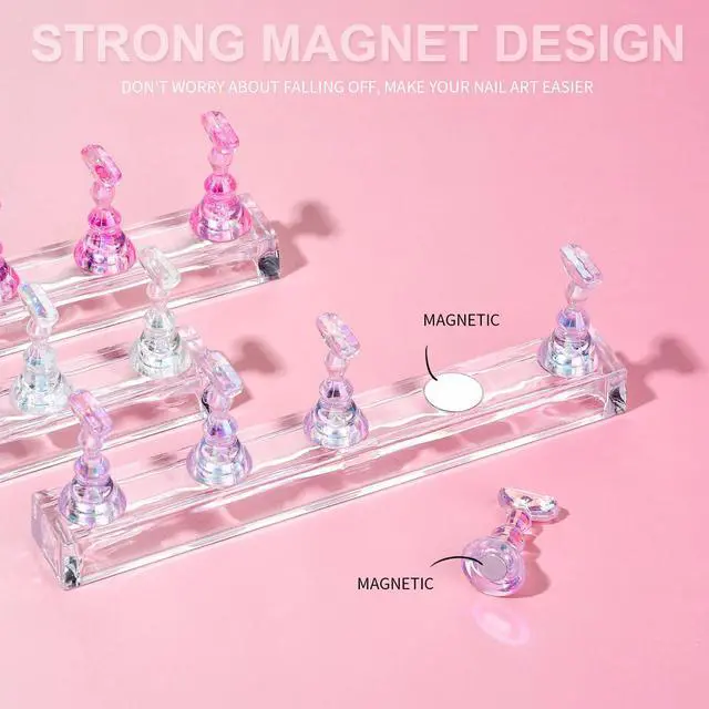 Alt view image 3 of 7 - Nail Stand, 3 Set Nail Art Stand for Press On, Nail Holder for Painting Nails, Press on Nail Stand for Practice, Magnetic Acrylic Nail Design Stand for Display with Double-sided Tape