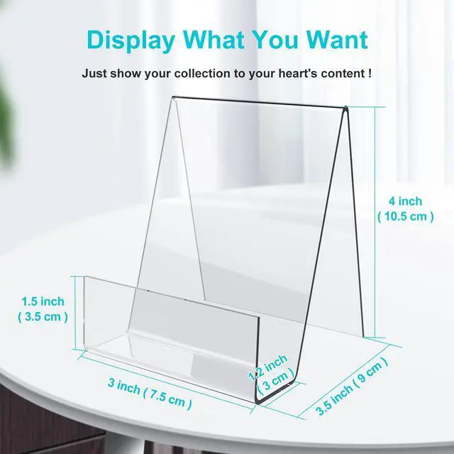 Alt view image 2 of 7 - Acrylic Book Stand with Ledge,6PC 4 Inch Clear Acrylic Display Easel Transparent Display Stand Holder Tablet Holder for Displaying Books,Magazine,Plate,Pictures,Artworks, CDs