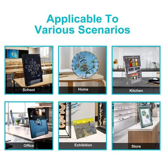 Alt view image 4 of 7 - Acrylic Book Stand with Ledge,6PC 4 Inch Clear Acrylic Display Easel Transparent Display Stand Holder Tablet Holder for Displaying Books,Magazine,Plate,Pictures,Artworks, CDs