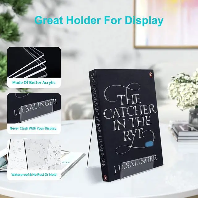 Alt view image 5 of 7 - Acrylic Book Stand with Ledge,6PC 4 Inch Clear Acrylic Display Easel Transparent Display Stand Holder Tablet Holder for Displaying Books,Magazine,Plate,Pictures,Artworks, CDs