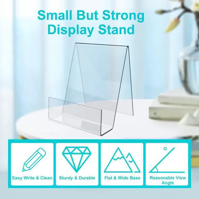 Alt view image 7 of 7 - Acrylic Book Stand with Ledge,6PC 4 Inch Clear Acrylic Display Easel Transparent Display Stand Holder Tablet Holder for Displaying Books,Magazine,Plate,Pictures,Artworks, CDs