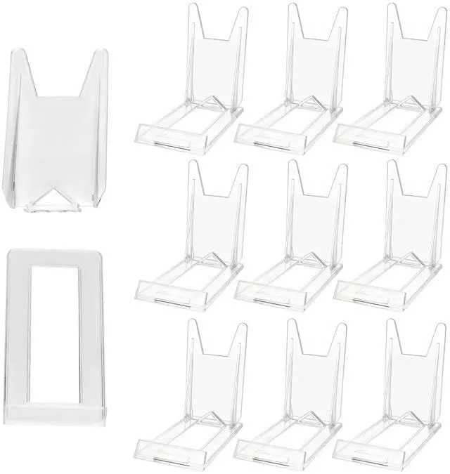 Main image of 10 Pack Book Display Stands Adjustable Clear Easel Collector Display Holder Acrylic Book Easel Collector Display Stand for Comic Artwork Album CD Magazine Postcard Cookbooks Photos