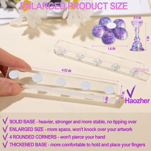 Alt view image 4 of 7 - 2 Nail Stand for Press Ons, Fake Nail Holder for Painting Nails, Upgrade Solid Acrylic Nail Stands Nail Magnets for Nail Art Design, Flower Nail Holder for Nail Practice Display Supplies W/ Glue Tips