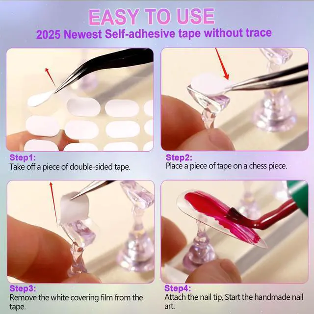 Alt view image 7 of 7 - 2 Nail Stand for Press Ons, Fake Nail Holder for Painting Nails, Upgrade Solid Acrylic Nail Stands Nail Magnets for Nail Art Design, Flower Nail Holder for Nail Practice Display Supplies W/ Glue Tips