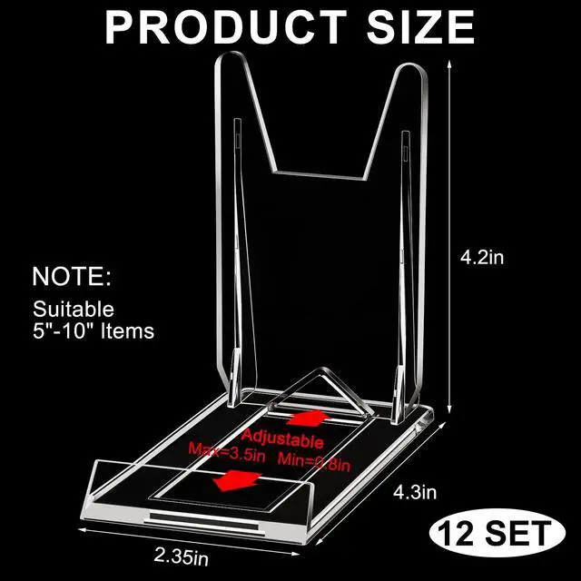 Alt view image 2 of 7 - 6 Pack Acrylic Book Stand for Display Adjustable Clear Display Holder Easel Collector Stand for Home Office Back to School Comic Album CD Magazine Postcard Artworks (4.2 x 4.3 x 2.35 Inch)