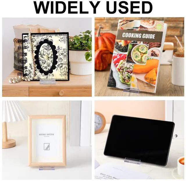 Alt view image 7 of 7 - 6 Pack Acrylic Book Stand for Display Adjustable Clear Display Holder Easel Collector Stand for Home Office Back to School Comic Album CD Magazine Postcard Artworks (4.2 x 4.3 x 2.35 Inch)