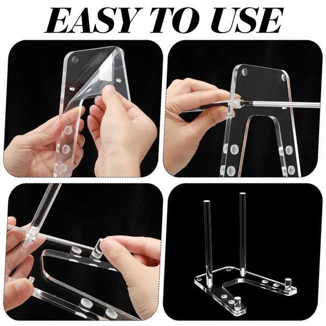 Alt view image 3 of 7 - Adjustable Clear Acrylic Plate Stand Holder for Display Non-Slip Tabletop Easel for Decorative Plates Records Photos Books Artworks Plaques Trays Menus Event Displays(Acrylic,6 Inch)