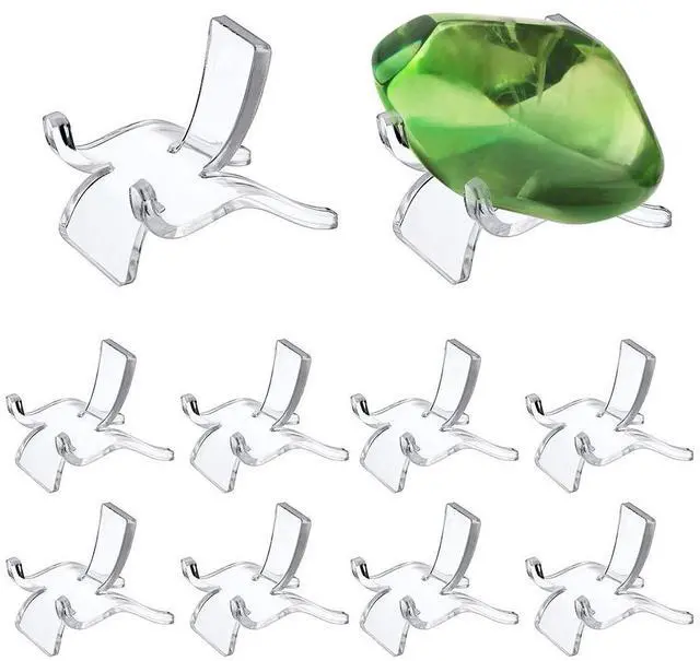 Main image of 10 Packs Acrylic Triangle Display Holder - Clear Plastic Display Easel Stands for Geodes Rock Mineral Agate Fossil Coral Small Collectibles Display Stands, Small