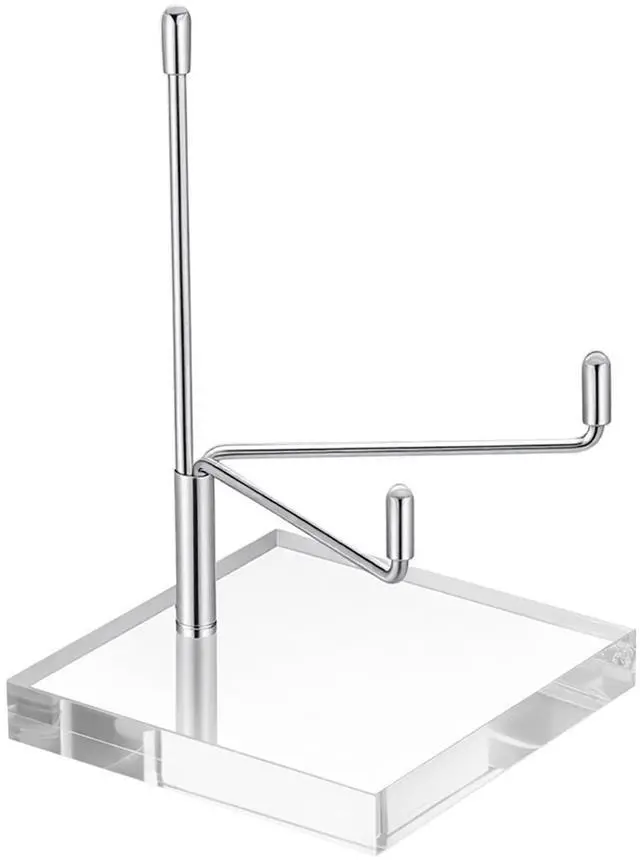 Main image of Acrylic Display Stand Clear Base Decorative Picture Plate Stand Small Easel Rock Crystal Collectibles Holder with Adjustable Metal Arms for Displaying Mineral Fossil Coral