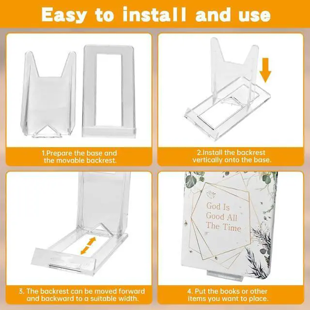 Alt view image 5 of 7 - 10 Pack Book Display Stands Adjustable Clear Easel Collector Display Holder Acrylic Book Easel Collector Display Stand for Comic Artwork Album CD Magazine Postcard Cookbooks Photos