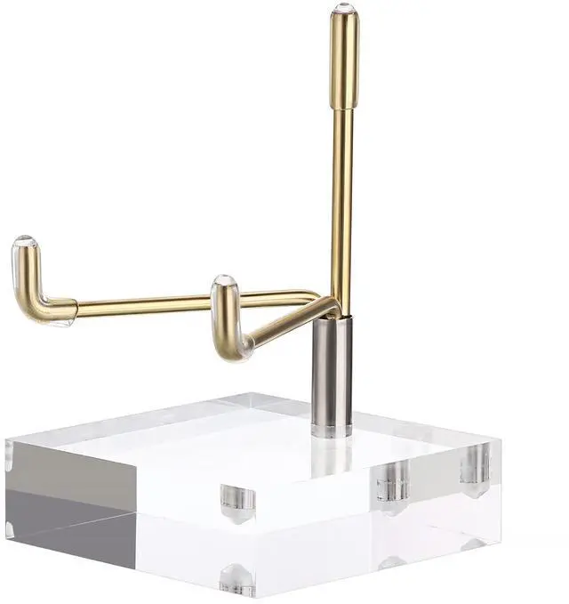 Main image of Adjustable Metal Arms Display Stand Easel with Acrylic Base Small Display Easel Holder for Fossil Coral Geodes Rock Mineral Agate Crystals Seashell and Small Collectibles, 2x2x3 inch