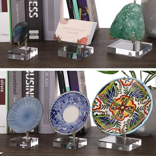 Alt view image 2 of 7 - Adjustable Metal Arms Display Stand Easel with Acrylic Base Small Display Easel Holder for Fossil Coral Geodes Rock Mineral Agate Crystals Seashell and Small Collectibles, 2x2x3 inch