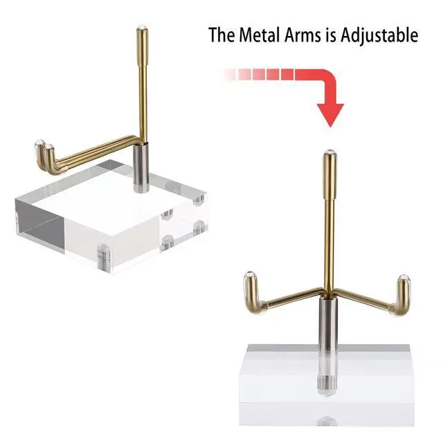 Alt view image 4 of 7 - Adjustable Metal Arms Display Stand Easel with Acrylic Base Small Display Easel Holder for Fossil Coral Geodes Rock Mineral Agate Crystals Seashell and Small Collectibles, 2x2x3 inch