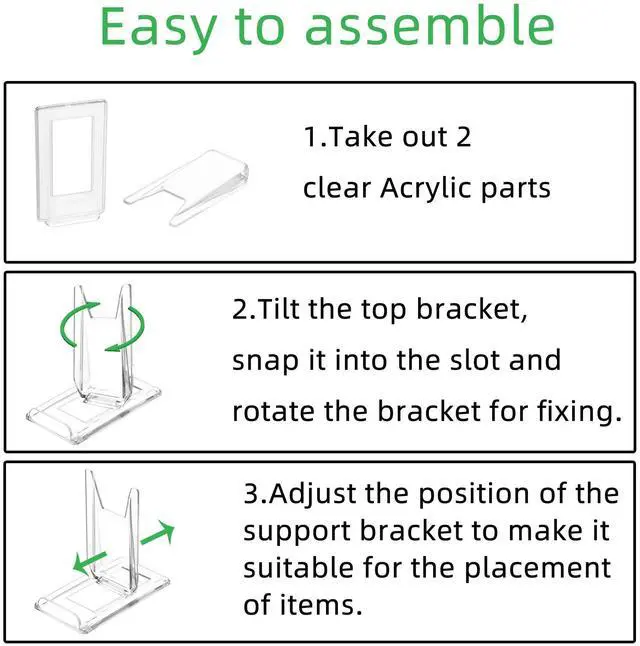 Alt view image 4 of 7 - 10 Pack Acrylic Book Stand for Display Adjustable Clear Display Holder Easel Collector Stand for Home Office Back to School Comic Album CD Magazine Postcard Artworks (4.2 x 4.3 x 2.35 Inch)