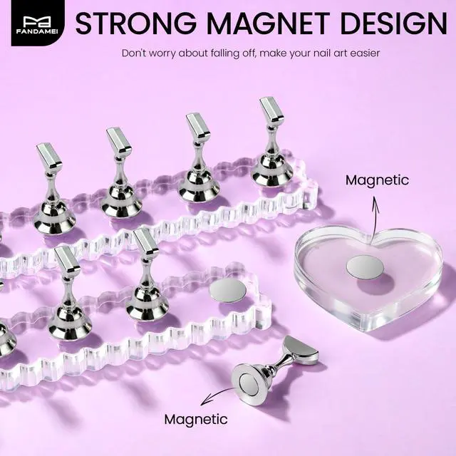 Alt view image 4 of 7 - Nail Holder, 2 Set Nail Holders for Painting Nails, Nail Stand for Press on, Press on Nail Stand for Practice, Magnetic Acrylic Nail Display Holders for Nail Art with Double-sided Tape