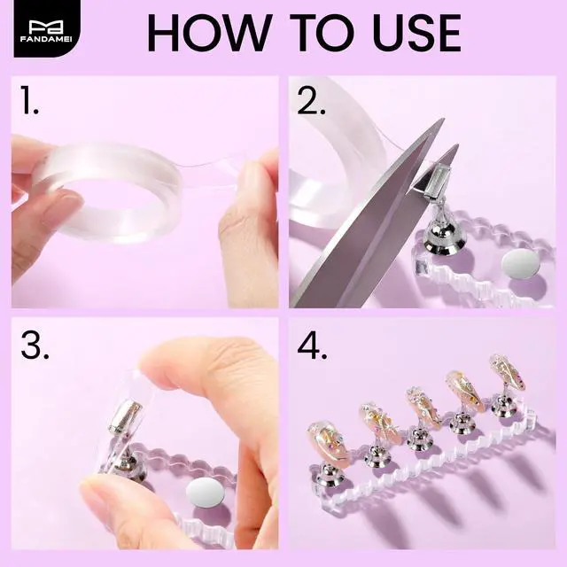 Alt view image 6 of 7 - Nail Holder, 2 Set Nail Holders for Painting Nails, Nail Stand for Press on, Press on Nail Stand for Practice, Magnetic Acrylic Nail Display Holders for Nail Art with Double-sided Tape
