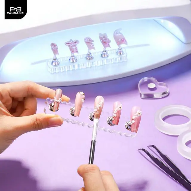 Alt view image 7 of 7 - Nail Holder, 2 Set Nail Holders for Painting Nails, Nail Stand for Press on, Press on Nail Stand for Practice, Magnetic Acrylic Nail Display Holders for Nail Art with Double-sided Tape