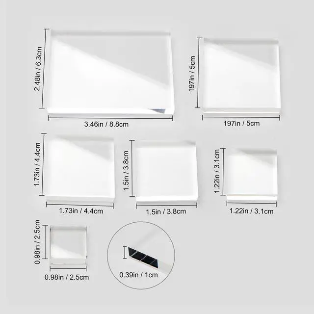 Alt view image 7 of 7 - 6Pcs Clear Acrylic Rectangle Blocks for Display, High Transparency Edge Polished Square Jewelry Display Pedestal Stands, Solid Crystal Ring Boutique Geodes Rock Crafts Display Holder for Rise