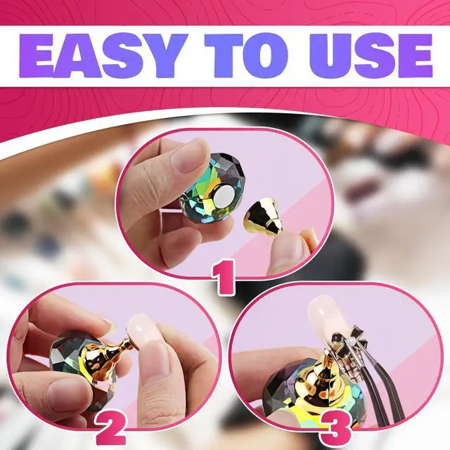 Alt view image 5 of 7 - Nail Stand for Press Ons Nail Holder for Painting Nails with 0.590.94" Holder Size & 5 Magnetic Pieces, Acrylic Design & Crystal Base for Display, Practice Nails & Tip Design for Daily Sessions