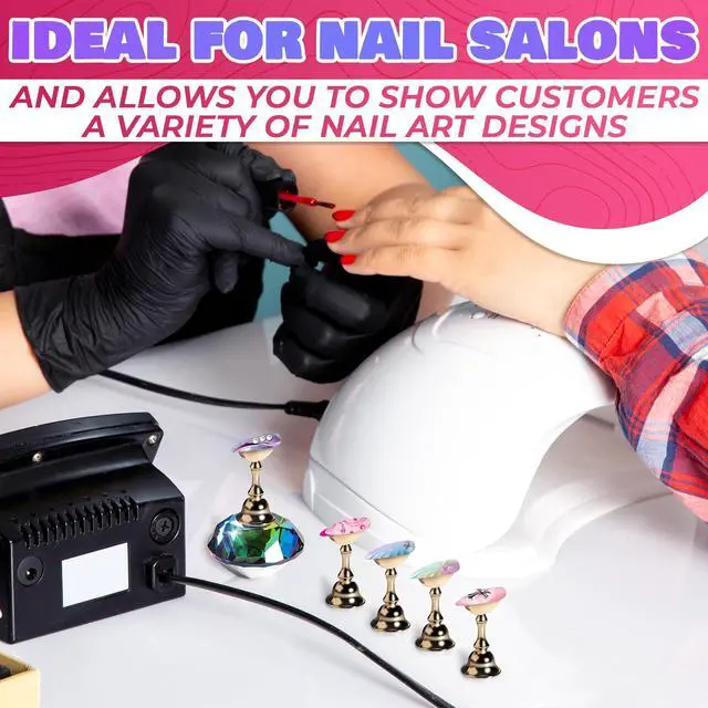 Alt view image 6 of 7 - Nail Stand for Press Ons Nail Holder for Painting Nails with 0.590.94" Holder Size & 5 Magnetic Pieces, Acrylic Design & Crystal Base for Display, Practice Nails & Tip Design for Daily Sessions