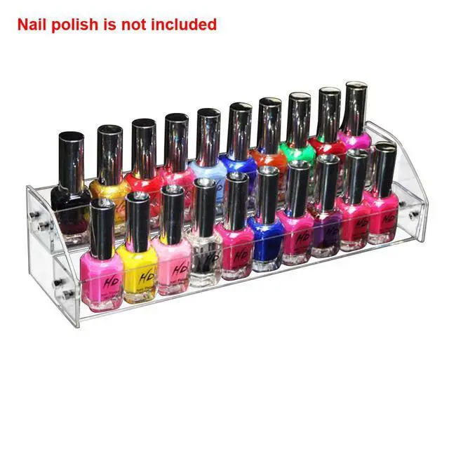 Alt view image 5 of 7 - Nail Polish Organizer,2 Tier Clear Acrylic Nail Polish Holder,Trapezoid Nail Polish Display Rack Storage Rack,Storage Display Holder Table Stand,for Nail Polish Essential Oil Makeup