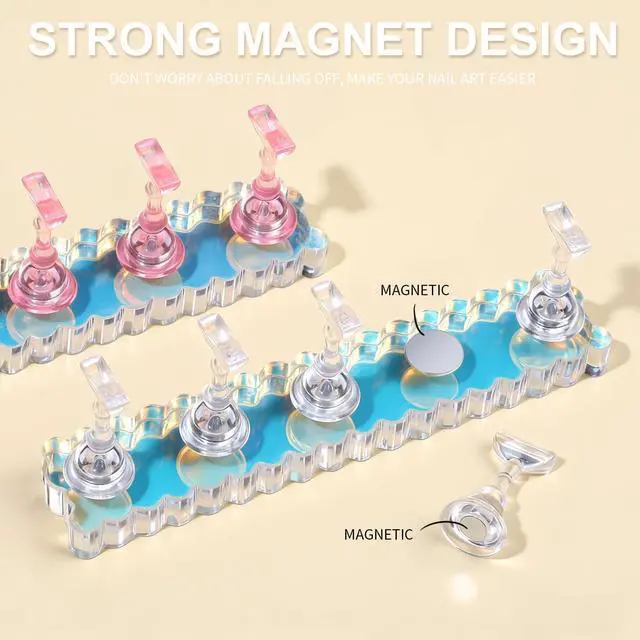 Alt view image 3 of 7 - Nail Stand, 2 Set Nail Holder for Painting Nails, Press on Nail Stand, Nail Stands for Nail Art. Magnetic Acrylic Nail Practice Display Stands with Double-sided Tape