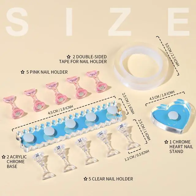 Alt view image 2 of 7 - Nail Stand, 2 Set Nail Holder for Painting Nails, Press on Nail Stand, Nail Stands for Nail Art. Magnetic Acrylic Nail Practice Display Stands with Double-sided Tape