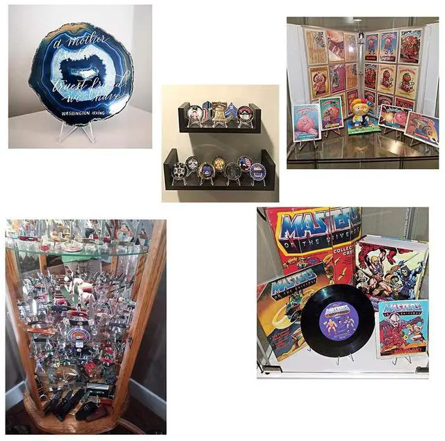 Alt view image 4 of 7 - 15 Packs Acrylic Easel Stands Clear Mini Coin Display Easel Holder for Displaying Air-Tite Coins Pocket Watches Capsules Challenge Medals Casino Chips,2.16 Inch Tall