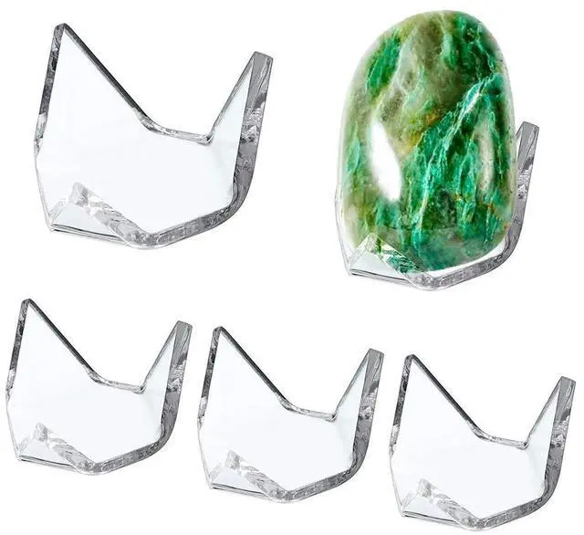 Main image of 5 Packs Acrylic Triangle Display Holder - Display Easel Stands for Geodes Rock Mineral Agate Fossil Coral, Clear Plastic Display Stands for Small Collectibles, Small