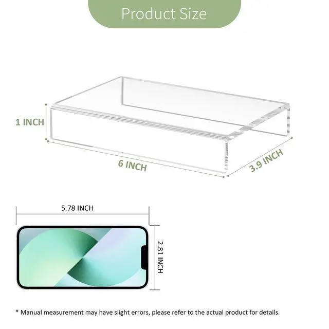 Alt view image 2 of 6 - Acrylic Shelf Riser 6x3.9x1 pack of 2, Countertop Acrylic Display Storage Organizer for Shoes, Glasses, Plants, Home Decors, Perfume, Books, Dolls, 6x3.9x1 Inch