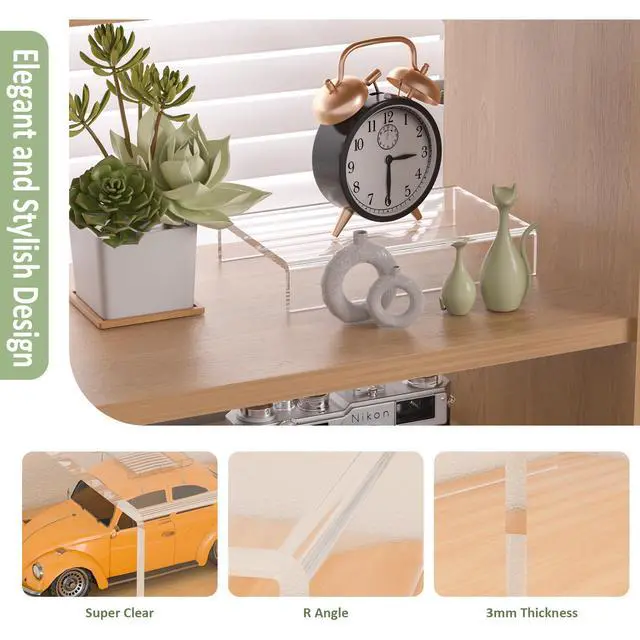 Alt view image 4 of 6 - Acrylic Shelf Riser 6x3.9x1 pack of 2, Countertop Acrylic Display Storage Organizer for Shoes, Glasses, Plants, Home Decors, Perfume, Books, Dolls, 6x3.9x1 Inch