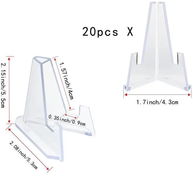 Alt view image 2 of 7 - 20 Packs Acrylic Easel Stands Display Stand Mini Clear Holder for Displaying Small Artworks, Coins, Pocket Watches, Challenge Medals (2.12x 1.4 Inch)