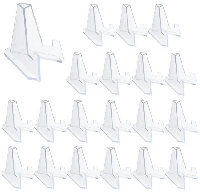 Main image of 20 Packs Acrylic Easel Stands Display Stand Mini Clear Holder for Displaying Small Artworks, Coins, Pocket Watches, Challenge Medals (2.12x 1.4 Inch)
