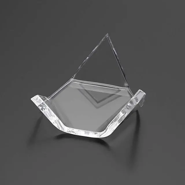 Alt view image 7 of 7 - 5 Packs Acrylic Triangle Display Holder - Display Easel Stands for Geodes Rock Mineral Agate Fossil Coral, Clear Plastic Display Stands for Small Collectibles, Small
