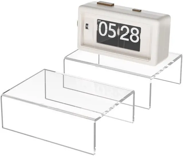 Main image of Acrylic Shelf Riser 6x4.3x2 pack of 2, Clear Display Shelf 6 for Figure, Cosmetics, Bags, Shoes, Toys, Collectibles, 6x4.3x2 Inch