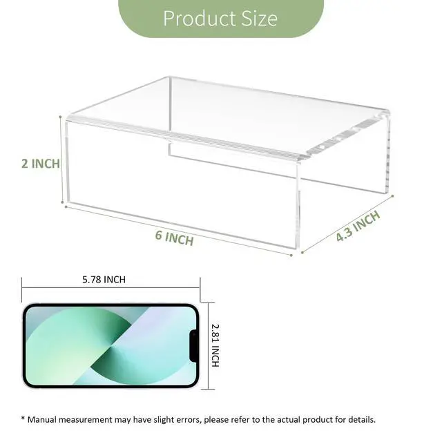 Alt view image 2 of 6 - Acrylic Shelf Riser 6x4.3x2 pack of 2, Clear Display Shelf 6 for Figure, Cosmetics, Bags, Shoes, Toys, Collectibles, 6x4.3x2 Inch