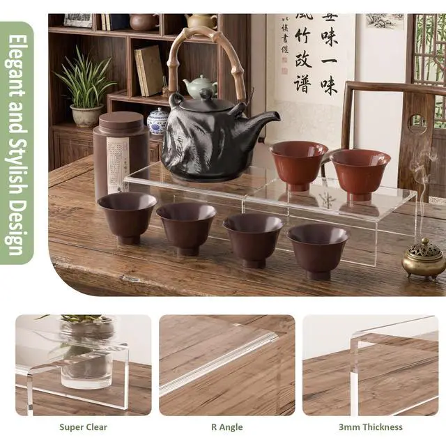 Alt view image 4 of 6 - Acrylic Shelf Riser 6x4.3x2 pack of 2, Clear Display Shelf 6 for Figure, Cosmetics, Bags, Shoes, Toys, Collectibles, 6x4.3x2 Inch