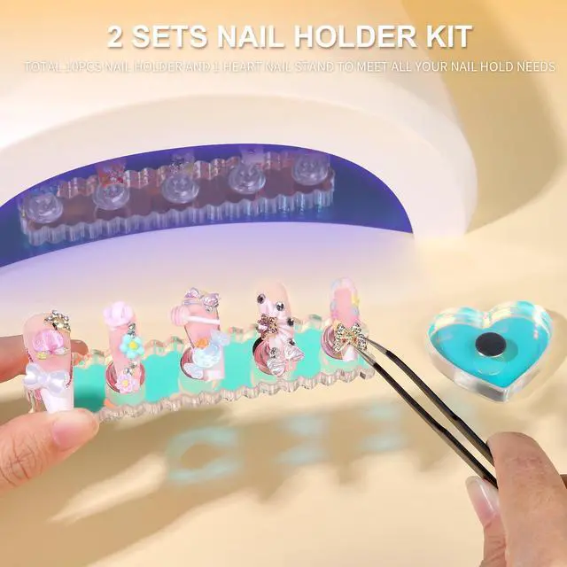 Alt view image 7 of 7 - Nail Stand, 2 Set Nail Holder for Painting Nails, Press on Nail Stand, Nail Stands for Nail Art. Magnetic Acrylic Nail Practice Display Stands with Double-sided Tape