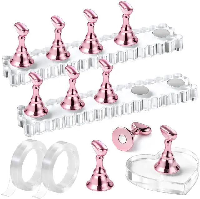 Main image of Nail Stand, 2 Set Nail Holder for Painting Nails, Nail Stands for Press on, Press on Nail Stand for Practice, Magnetic Acrylic Nail Display Holders for Nail Art with Double-sided Tape