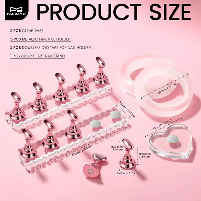 Alt view image 2 of 7 - Nail Stand, 2 Set Nail Holder for Painting Nails, Nail Stands for Press on, Press on Nail Stand for Practice, Magnetic Acrylic Nail Display Holders for Nail Art with Double-sided Tape
