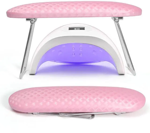 Main image of Arm Rest for Nails Tech, Professional Microfiber Leather Nail Hand Rest Stand Arm Rest for Acrylic Nails Cushion Hand Holder with Non-slip - Nail Technician Use Must Have (Pink)