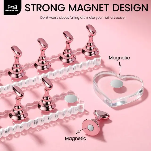 Alt view image 4 of 7 - Nail Stand, 2 Set Nail Holder for Painting Nails, Nail Stands for Press on, Press on Nail Stand for Practice, Magnetic Acrylic Nail Display Holders for Nail Art with Double-sided Tape