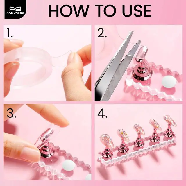 Alt view image 6 of 7 - Nail Stand, 2 Set Nail Holder for Painting Nails, Nail Stands for Press on, Press on Nail Stand for Practice, Magnetic Acrylic Nail Display Holders for Nail Art with Double-sided Tape