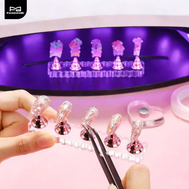 Alt view image 7 of 7 - Nail Stand, 2 Set Nail Holder for Painting Nails, Nail Stands for Press on, Press on Nail Stand for Practice, Magnetic Acrylic Nail Display Holders for Nail Art with Double-sided Tape